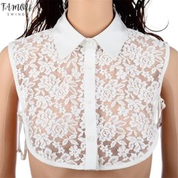 para mujer de muselina de seda accesorio desmontable para ropa BASSK Cuello falso de camisa de encaje