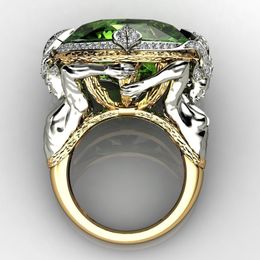 Crystal Women White Zircon Ring Deluxe Golden Boda Promete 
