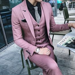 pink suit wedding