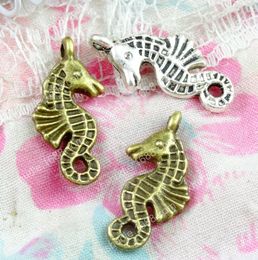 Beadwork pendant 19x11X9mm 8pcs Sea horse Beads silver tone Hippocampus bead