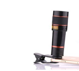 Universal 12x Optische Zoom Telescope Camera Lens Clip Mobiele Telefoon Telescope voor Smart Phone in Retail Pakket 160pcs / lot