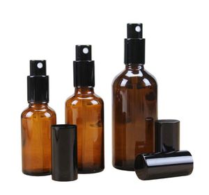 264 pcs/lot 50 ml bouteilles de pulvérisation en verre ambré en gros bouteille de parfum d'huile essentielle avec capuchon de pulvérisateur à pompe pour les cosmétiques maquillage en stocks