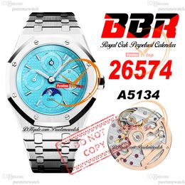 26574 Montre automatique pour homme A5134 compliquée BBRF 41 mm Calendrier perpétuel Tiff Cadran bleu Bracelet en acier inoxydable Super Edition Puretimewatch Reloj Hombre