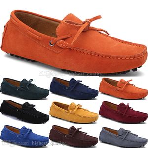 268 Nouvelle Mode Hommes Casual Chaussures En Cuir Style Britannique Printemps Couple Véritable Peas Scrub Men Drive Paresseux Couvre-chaussures Extérieur Confortable Respirant Noir Jaune