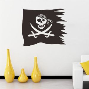 2684 l'europe et les états-unis éclatent le drapeau de pirate créatif salon TV fond autocollant mural décoratif