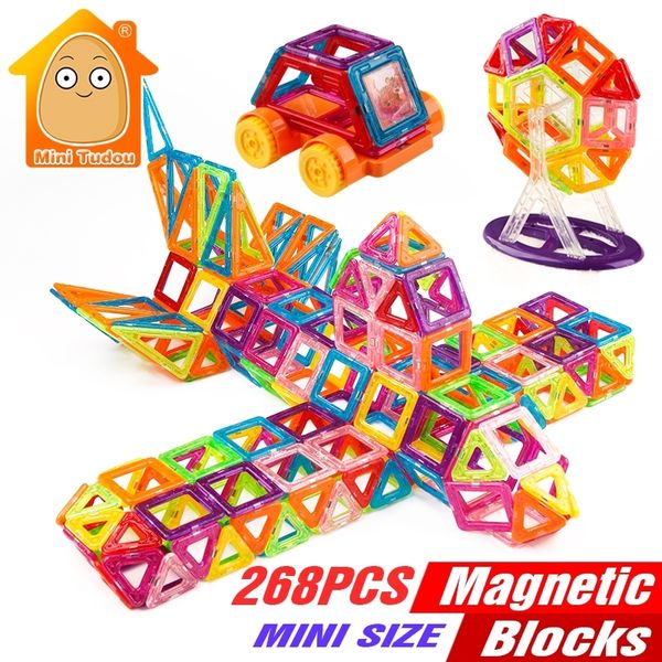 268 UNIDS Mini Juguetes de Bloques de Construcción Magnéticos Juego de Ladrillos de Construcción DIY Imán Educativo Para Niños