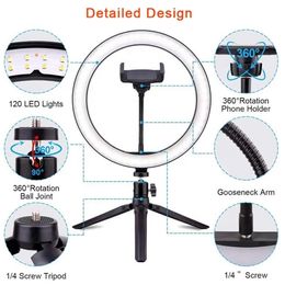 26cm 10 "lampe Bluetooth à distance USB éclairage bureau Mini anneau lumière de remplissage téléphone vapeur maquillage, Led cercle Selfie avec trépied support