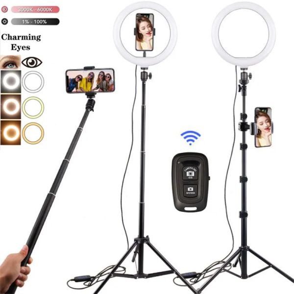 26 cm 30 cm Photo Ringlight Led Selfie Anneau Lumière Téléphone Télécommande Lampe Photographie Éclairage Avec Trépied Stand Titulaire Vidéo
