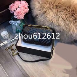 26 cm en cuir véritable Marmont Lady Messenger sacs mode amour coeur V vague motif cartable Designer sac à bandoulière chaîne sac à main sac à main