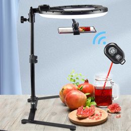 26cm pography verlichting Telefoon Ringlight Tripod Stand Po Led Selfie Remote vulring Lichtlamp Video Live Cook 240322