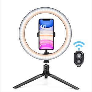 Anneau lumineux LED sans fil, 26cm, contrôle Bluetooth, avec trépied, 3 Modes d'éclairage de maquillage, pour Studio vidéo YouTube Tiktok