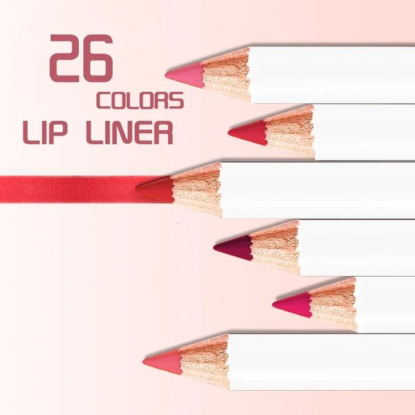 26 couleurs boîtes blanches pigment imperméable à l'eau sans décoloration Lipliner marque privée personnalisé en vrac crayon à lèvres maquillage cosmétique toutes les lèvres teinte 240305