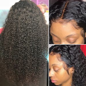 26 pouces naturelles de couleur naturelle avant perruque bouclée et coiffure bouclée pour femmes noires malaisien 150% densité Wigs Remy sans couture