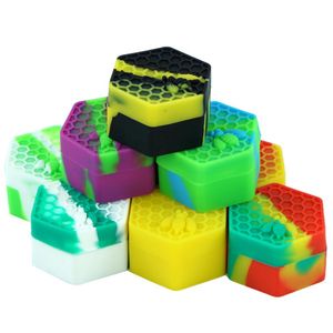 26ml Hexagon silicone contenant huile pot pots antiadhésifs bouteille cire dab conteneurs Utilisation incassable pour le stockage d'herbes sèches organisation188u