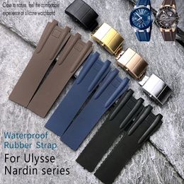 Bracelet de montre en caoutchouc de silicone, 26mm, 20mm, adapté au noir, bleu, marron, bracelet étanche en acier, boucle pliante, outils de poignet 240104