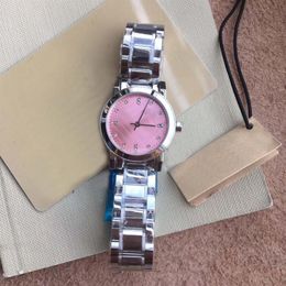 Montre à quartz pour femme avec batterie de 26 mm, douce et silencieuse, bracelet en acier inoxydable argenté 316L, rose Diam2084