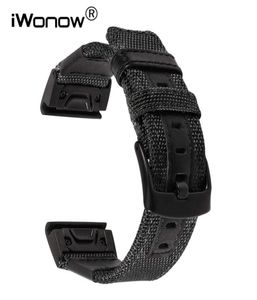 26 mm Echte nylon lederen horlogeband voor Garmin Fenix 5x 3 3HR Quick Easy Fit Watch Band Roestvrijstalen clasp polsband Y4647909