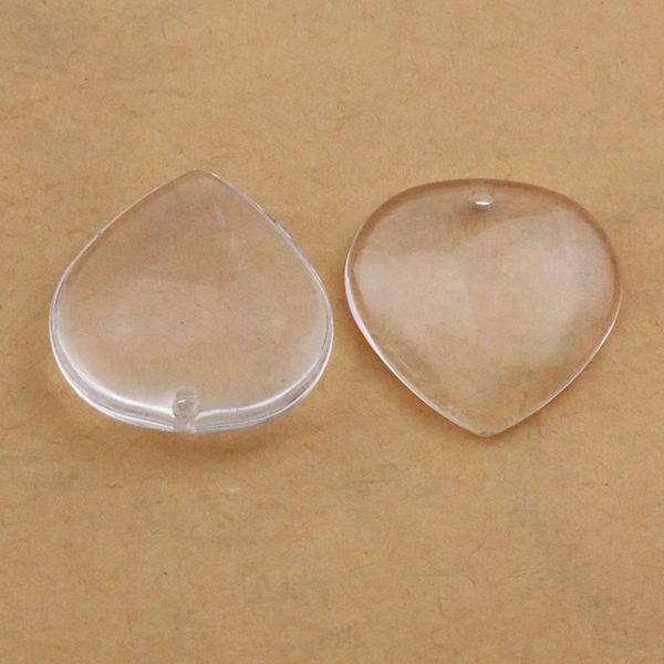 Perles en forme de cœur avec trou, 26MM, Cabochon en verre Transparent à dos plat, plateau perforé, accessoires de bijoux très transparents, vente en gros, 500 pièces