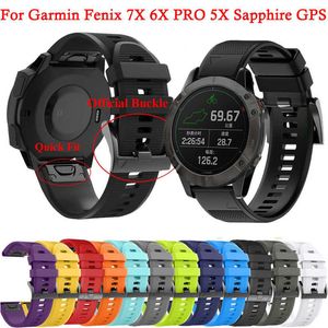 Bands de montre en silicone à libération rapide de 26 mm pour Garmin Fenix ​​7x 6x Pro 5x Sapphire GPS Fit Smart Remplacement Band