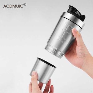 26oz waterflessen afneembare wei-eiwit poeder sport shaker fles voor roestvrijstalen beker vacuümmengkraan outdoor drinkware 211013