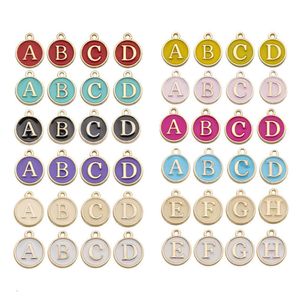 26 pièces lettre initiales Double face multicolore émail Alphabet breloque initiale pour bijoux à bricoler soi-même fabrication de bracelets