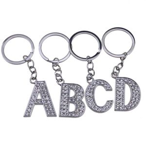26pcs / lot A-Z 3 2 alliage alphabet lettre porte-clés complet strass porte-clés bricolage accessoires293c