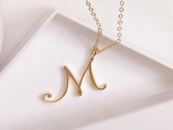 26 pièces or argent tourbillon initiale lettre de l'alphabet collier tous les 26 anglais AZ cursive luxe monogramme nom mot chaîne pendentif Nec3570531