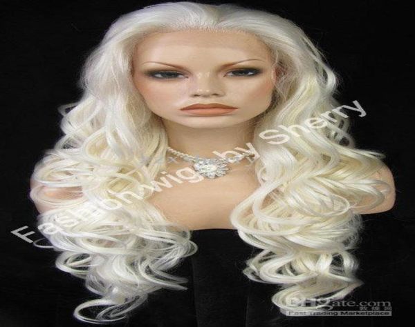 26QUOT Long 1001613 Blond Blonde Blonde à densité lourde Fibre Fibre Fer Lace Synthetic Hair Wig7422003