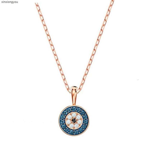 26ul Pendentif Colliers Swarovski Designer Mode Femmes Correspondant Collier Rond Cristal Devils Eye Clavicule Chaîne Lumière Luxe Simple Design