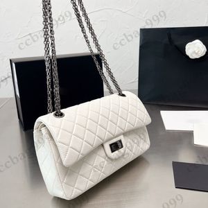 26x15CM Classic 2.55 Medium Sacs matelassés Rectangle en cuir de veau Turn Lock Cuir Or Argent Matériel en métal Noir Blanc Bandoulière Multi Pochette Messenger Portefeuilles