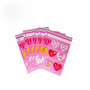 26x33cm 10x13 inch Gift Mailing Packing Tassen Roze Hart Patroon Poly Mailers Self Seal Plastic Envelop Tassen