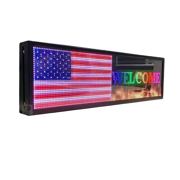 Panneau publicitaire LED 26x8 pouces P5, affichage LED polychrome d'intérieur, texte défilant, rouge, vert, bleu, blanc, jaune et bleu, panneau d'affichage 240112