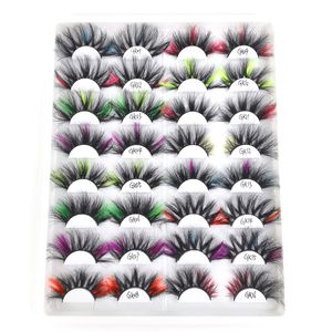 27 ~ 30mm 3D vison cils colorés faux cils dramatique moelleux Cosplay pleine bande cils Extension maquillage