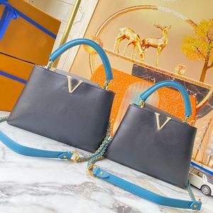 27/31.5 cm ketting handtas klep koehide handtassen vrouwen bakken zakken bovenste handgreep crossbody schouderboze tassen munt portemonnee granulaire echt lederen goud hardware zakje