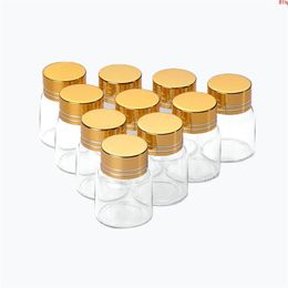 27 * 35mm 24pcs 8ml bouteilles en verre vis en aluminium bouchon doré vide transparent liquide cadeau conteneur souhaitant bouteille jarsgood quantité poucs