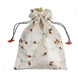 Bolsas de zapatos de seda de tacón alto para mujer, bolso tradicional chino bordado de 27x37cm, bolsa de almacenamiento con cordón