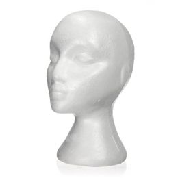 27 5 x 52cm Cabeza de maniquí Mujer Espuma Poliestireno Expositor para gorro accesorios para el cabello y pelucas Maniquí Mujer Espuma 2512