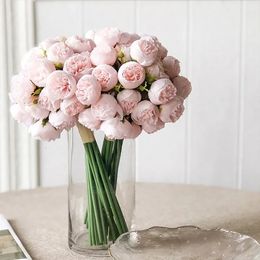 27 bouquets de pivoines en soie artificielle luxueux décoration de la maison fleurs de table accessoires de photographie fausses fleurs fleurs de mariée de mariage 240131