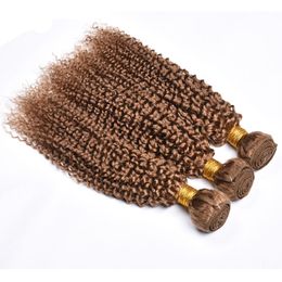 #27 cheveux bouclés brésiliens 3/4 paquets miel blond brésilien crépus bouclés cheveux armure 100% cheveux humains profonde Curl trame