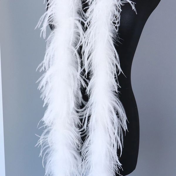 Boa en plumes d'autruche teintes, 27 couleurs, plumes blanches, châle, écharpe, ruban pour robe de soirée de mariage, décoration artisanale, 2 mètres, 240119