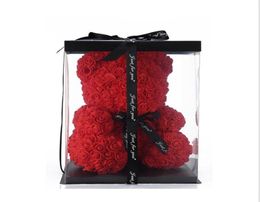 27 couleurs Boîte-cadeau Doll Fleurs artificielles pe rose ours jouets Valentine039 Day Gift Romantic Teddy Bears avec petite amie Presen6723860