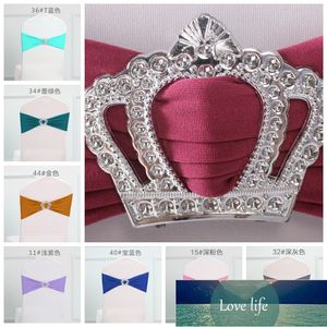 27 kleuren bruiloft spandex stoel sjerp stretch elastische band met kroon gesp banket hotel partij decoratie strikje lint