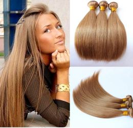 27 miel couleur blonde brésilienne vierge les cheveux humains tisser les cheveux humains raies pâtes de couleurs pures trétère 3 paquets tissés5843230