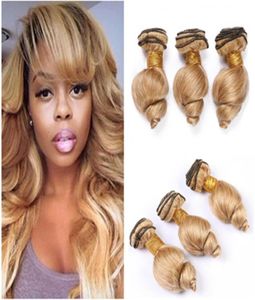 27 Honey Blonde Human Hairles Bundles Wave Low Vierge Vierge Tesulaires Blonde Brésilien Brésilien Wavy Human Hair Traft Extensions 300G65907599