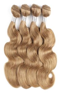 27 cheveux humains blonds miel armure faisceaux indien péruvien malaisien vague de corps cheveux 3 ou 4 paquets 1624 pouces Remy cheveux humains Exten3884467