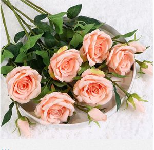 Bouquet de roses en soie de 27 pouces de long 70 cm de long fleurs de roses artificielles pour la décoration intérieure et les décorations de mariage