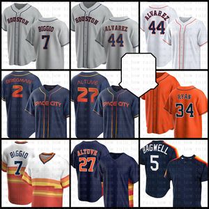 Maillot de baseball Jose Altuve Yordan Alvarez Craig Biggio Alex Bregman Nolan Ryan Jeff Bagwell Justin Verlander Carlos Correa Yuli Gurriel Chas McCormick