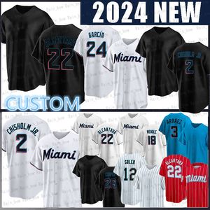 2 Jazz Chisholm Jr. Maillot de baseball 3 Luis Arraez Jorge Soler Sandy Alcantara Jésus Sanchez Avisail Garcia Bryan De La Cruz Nick Fortes Jésus Luzardo Jon Berti Max Meyer