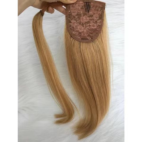 # 27 brun clair réel coiffeur naturel queue de cheval extensions de cheveux humains extensions de cheveux vierge brutes enroulé autour de la queue de poney dans / sur 120g 1pcs