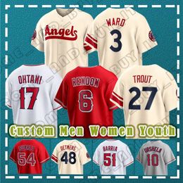 27 Maillot de baseball Mike Trout Shohei Ohtani Andrew Velazquez Gio Urshela Anthony Rendon Reid Detmers Matt Thaiss Jose Suarez Taylor Ward Hunter Los Angeles Loup